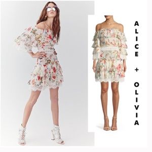 Alice + Olivia Santos Cold Shoulder Tiered Dress size 8
